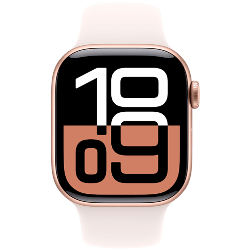 Apple Watch Series 10 42mm Goud (Rosé Rubberen Band S/M)