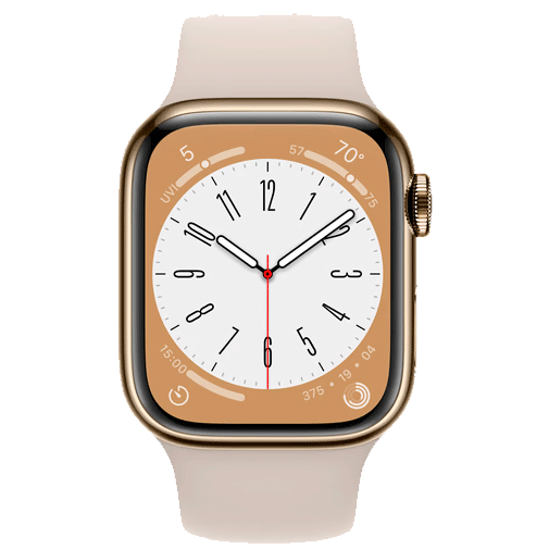 Apple Watch Series 8 4G 45mm Goud RVS (Beige Siliconenband)
